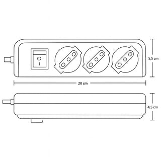 Multipresa schuko 3 posti 10/16A interruttore on/off 2500 watt