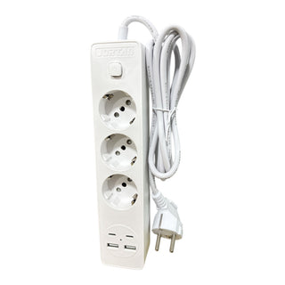 Multipresa Schuko 2 a 5 posti con interruttore ON/OFF USB Type-C 16A