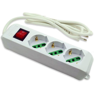 Multipresa schuko 3 posti 10/16A interruttore on/off 2500 watt