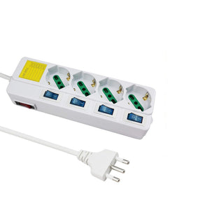 Multipresa schuko 4 posti 10/16A con interruttori indipendenti 2500W