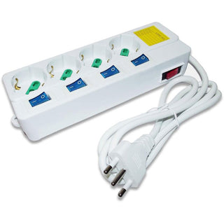Multipresa schuko 4 posti 10/16A con interruttori indipendenti 2500W