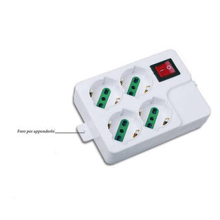 Multipresa schuko 4 posti 10/16A protezione e interruttore max 2500W