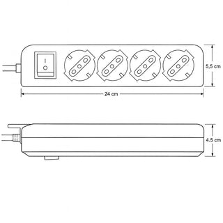 Multipresa schuko 4 posti 10/16A interruttore on/off 2500 watt