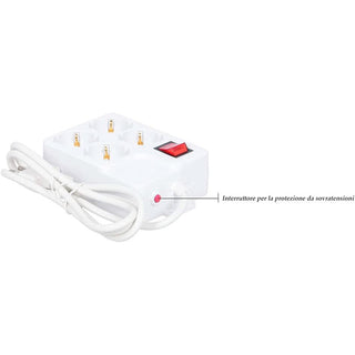 Multipresa schuko 4 posti 10/16A protezione e interruttore max 2500W