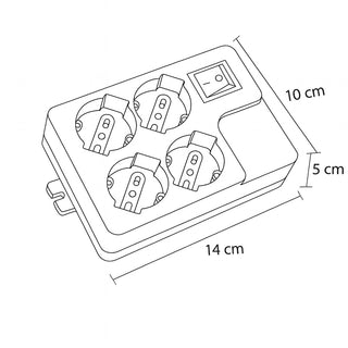 Multipresa schuko 4 posti 10/16A protezione e interruttore max 2500W