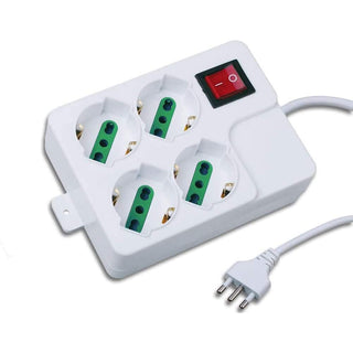 Multipresa schuko 4 posti 10/16A protezione e interruttore max 2500W