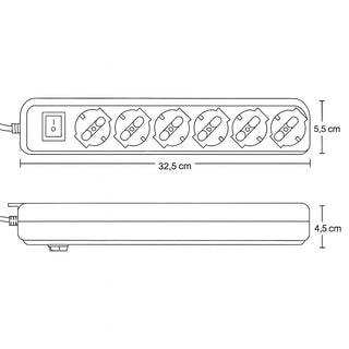 Multipresa schuko 6 posti 10/16A interruttore on/off 2500 watt