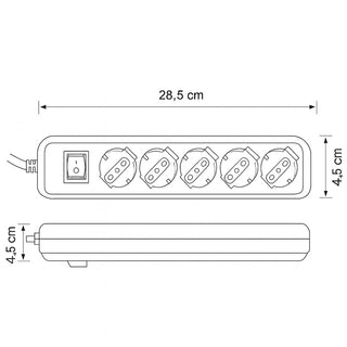 Multipresa schuko 5 posti 10/16A interruttore on/off 2500 watt