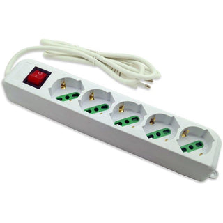 Multipresa schuko 5 posti 10/16A interruttore on/off 2500 watt