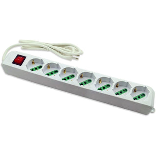 Multipresa schuko 7 posti 10/16A interruttore on/off 2500 watt