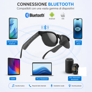 Occhiali da sole smart Bluetooth touch audio wireless 5.4 ricaricabili