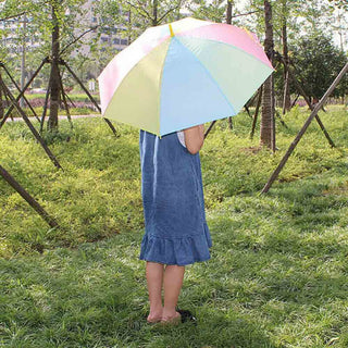 Ombrello 8 stecche multicolore arcobaleno con apertura a scatto