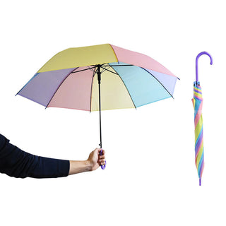 Ombrello 8 stecche multicolore arcobaleno con apertura a scatto