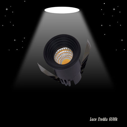 Faretto 1 led COB ad incasso 3 watt mini spot punto luce tondo nero luce bianca 6500k calda 3000k e naturale 4000k