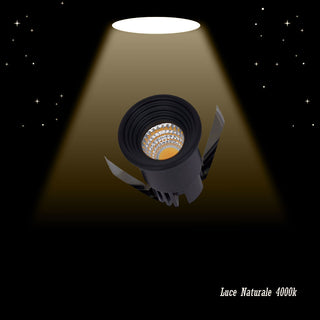 Faretto led incasso 3W punto luce tondo nero luce 6500k 3000k  4000k