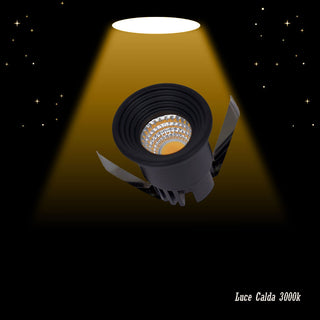 Faretto led incasso 3W punto luce tondo nero luce 6500k 3000k  4000k