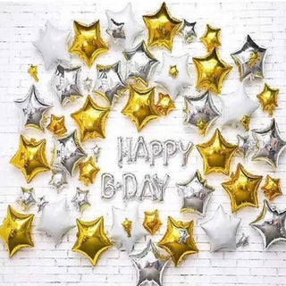 Palloncini gonfiabili stelle oro/argento/bianco buon compleanno feste