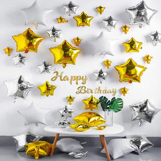 Palloncini gonfiabili stelle oro/argento/bianco buon compleanno feste