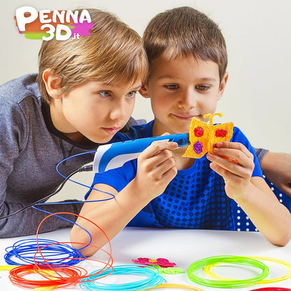 Penna 3D con display stampa disegni con supporto stereoscopica con set di filamenti in Plastica polimerica gioco per bimbo bimba