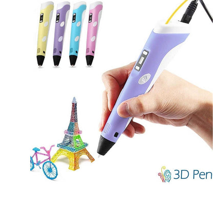 Penna 3D con display stampa disegni con supporto stereoscopica con set di filamenti in Plastica polimerica gioco per bimbo bimba