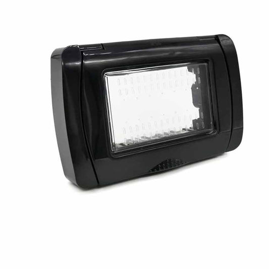 Placca idrobox 4 posti compatibile con vimar plana IP55 coperchio modulo cassetta 503 nero