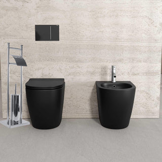 Piantana porta rotolo e scopino da terra per wc base quadrata