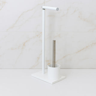 Piantana porta rotolo e scopino moderno per bagno salvaspazio da terra