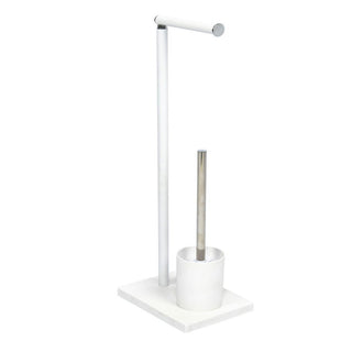 Piantana porta rotolo e scopino moderno per bagno salvaspazio da terra