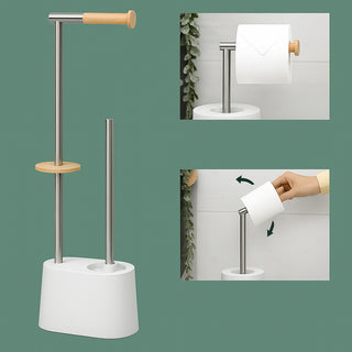 Piantana porta rotolo e scopino minimal per bagno salvaspazio da terra