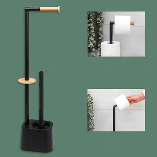 Piantana porta rotolo e scopino minimal per bagno salvaspazio da terra