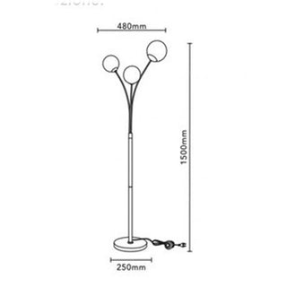 Lampada piantana da terra oro con tre sfere bianco attacco G9