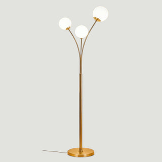 Lampada piantana da terra oro con tre sfere bianco attacco G9