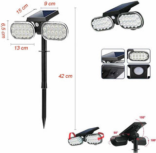 Picchetto ricaricabile con pannello solare sensore movimento 16W IP65