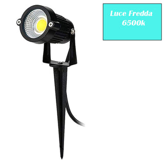 Faretto led 5 watt picchetto e staffa luce fredda calda naturale verde