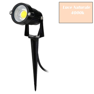 Faretto led 5 watt picchetto e staffa luce fredda calda naturale verde