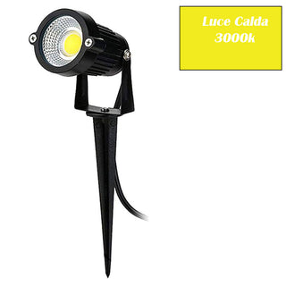 Faretto led 5 watt picchetto e staffa luce fredda calda naturale verde