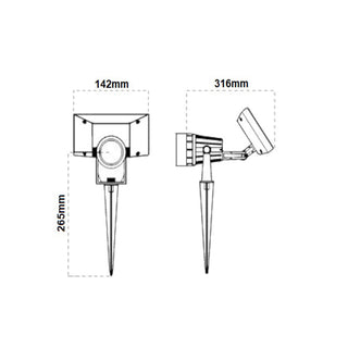 Faretto 7 led picchetto pannello solare 3 watt luce fredda calda IP65