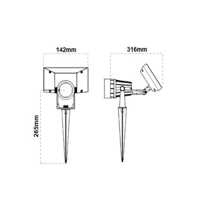 Faretto 7 led picchetto ricaricabile con pannello solare 3 watt faro crepuscolare luce fredda 6500k calda 3000k ip65