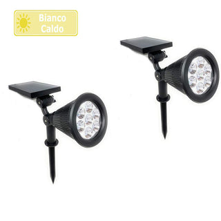 Faretto 7 led picchetto pannello solare 3 watt luce fredda calda IP65