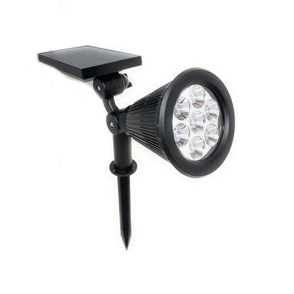 Faretto 7 led picchetto ricaricabile con pannello solare 3 watt faro crepuscolare luce fredda 6500k calda 3000k ip65