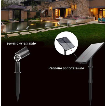 Set 4 faretti led a picchetto 40 watt con pannello solare per esterno da giardino lampada da percorso a luce fredda o calda IP65