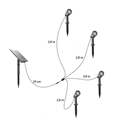 Set 4 faretti led a picchetto 40 watt con pannello solare per esterno da giardino lampada da percorso a luce fredda o calda IP65