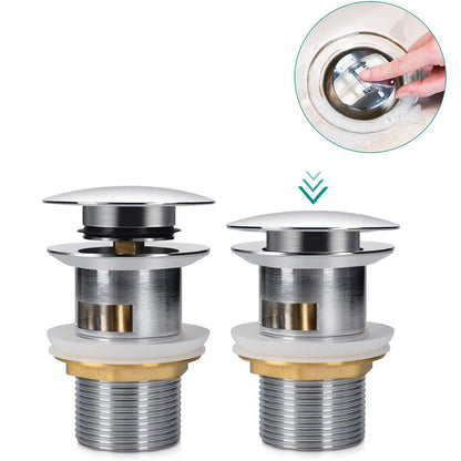 Piletta di scarico universale 1/4" in ottone lucido per lavandino pop-up tappo a pressione 98 mm