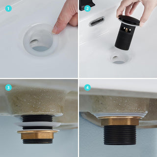 Piletta di scarico 1/4" nera per lavandino bidet click clack