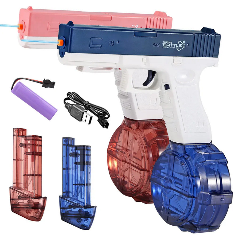 Pistola ad acqua ricaricabile elettrica a batteria doppio serbatoio gioco per bimbo bimba
