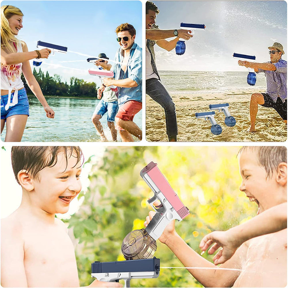 Pistola ad acqua ricaricabile elettrica a batteria doppio serbatoio gioco per bimbo bimba