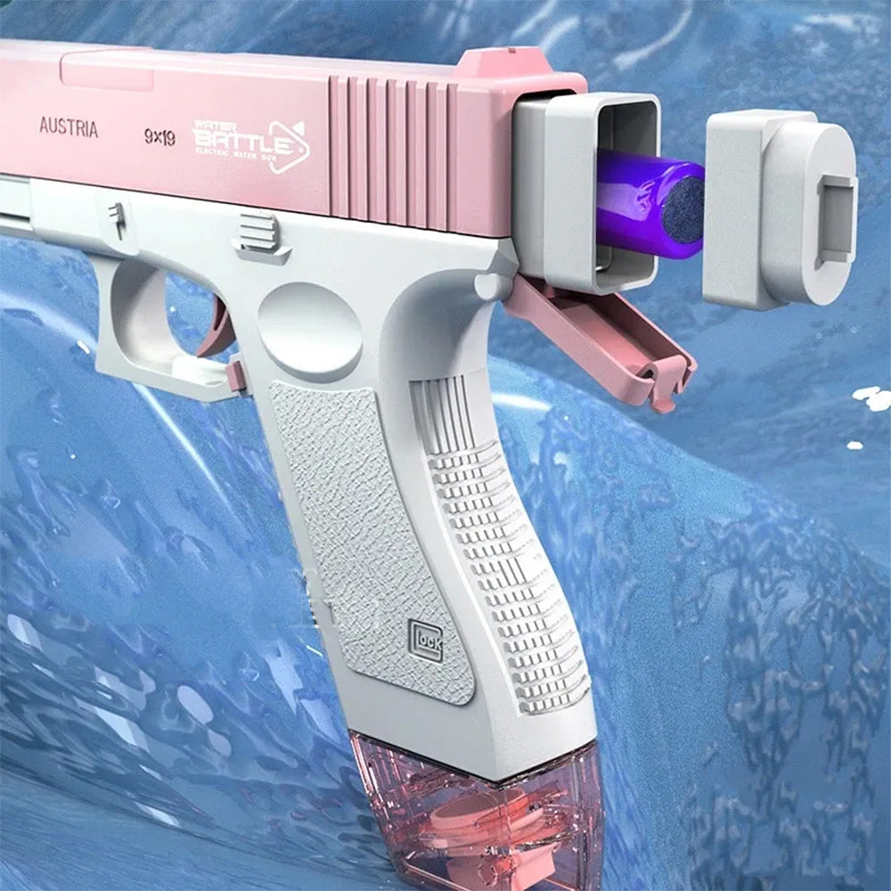 Pistola ad acqua ricaricabile elettrica a batteria doppio serbatoio gioco per bimbo bimba