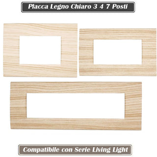 Placchetta legno-chiaro 3-7 posti compatibile living light cassetta 503