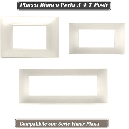 Placchetta per interruttore a 3 4 7 posti bianco perla cassetta 503 compatibile con vimar plana supporto cover