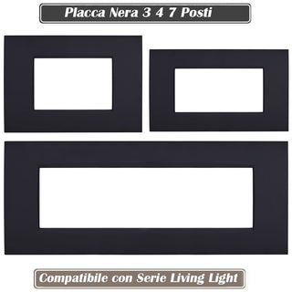 Placchetta nera da 3 a 7 posti compatibile living light cassetta 503